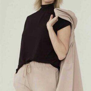 New Brian Bailey Black Sleeveless Mock Neck Top Size Small bin 4C